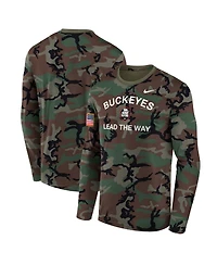 Nike Men's Camo Ohio State Buckeyes 2025 Military Appreciation Legend Dri-fit Long Sleeve T-Shirt