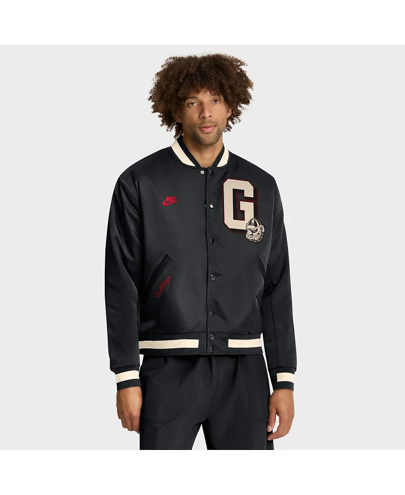 Nike Men's Black Georgia Bulldogs Legacy Full-Snap Bomber Jacket