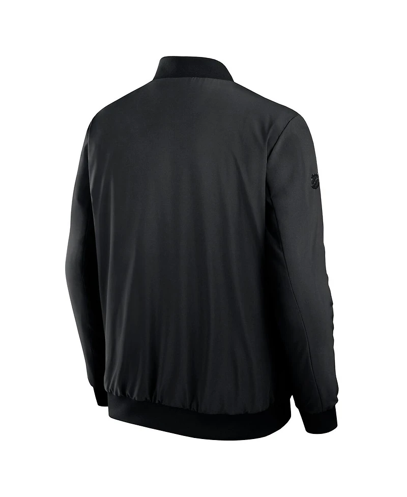 Fanatics Men's Black Pittsburgh Penguins Authentic Pro Road Lightweight Full-Zip Bomber Jacket