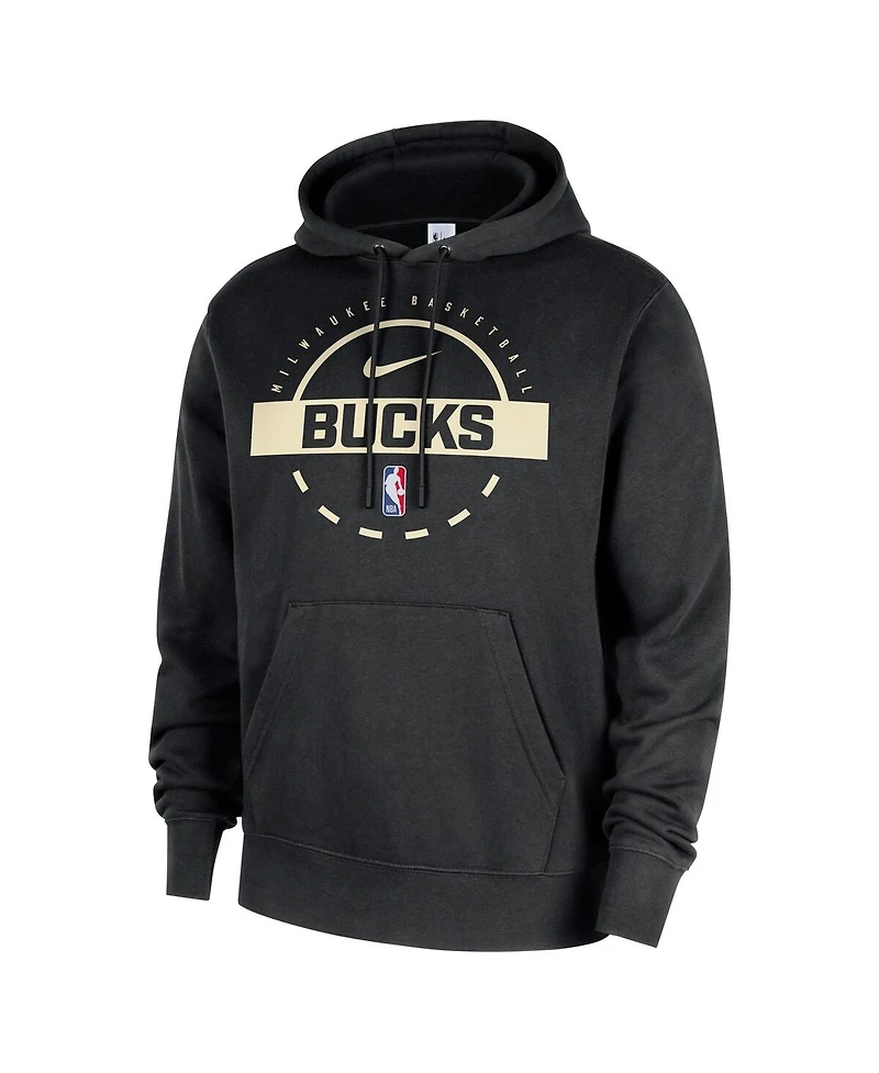 Nike Men's Black Milwaukee Bucks 2025/26 Authentic Practice Club Pullover Hoodie