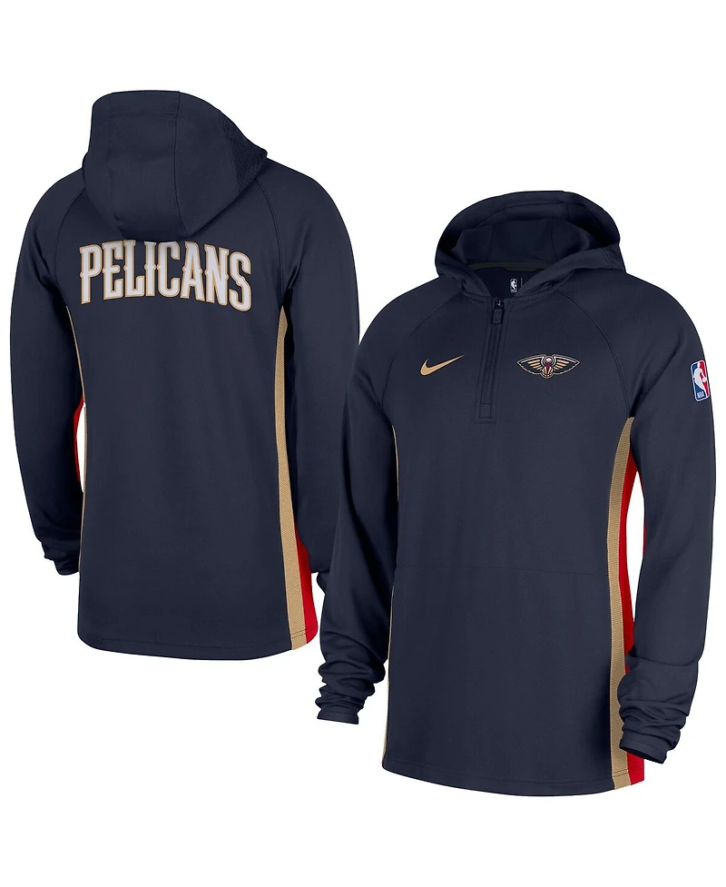 Nike Men's Navy New Orleans Pelicans Authentic On Court Zone Quarter-Zip Dri-fit Hoodie Jacket