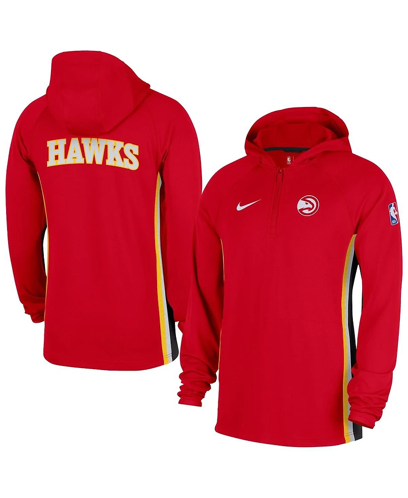 Nike Men's Red Atlanta Hawks Authentic On Court Zone Quarter-Zip Dri-fit Hoodie Jacket