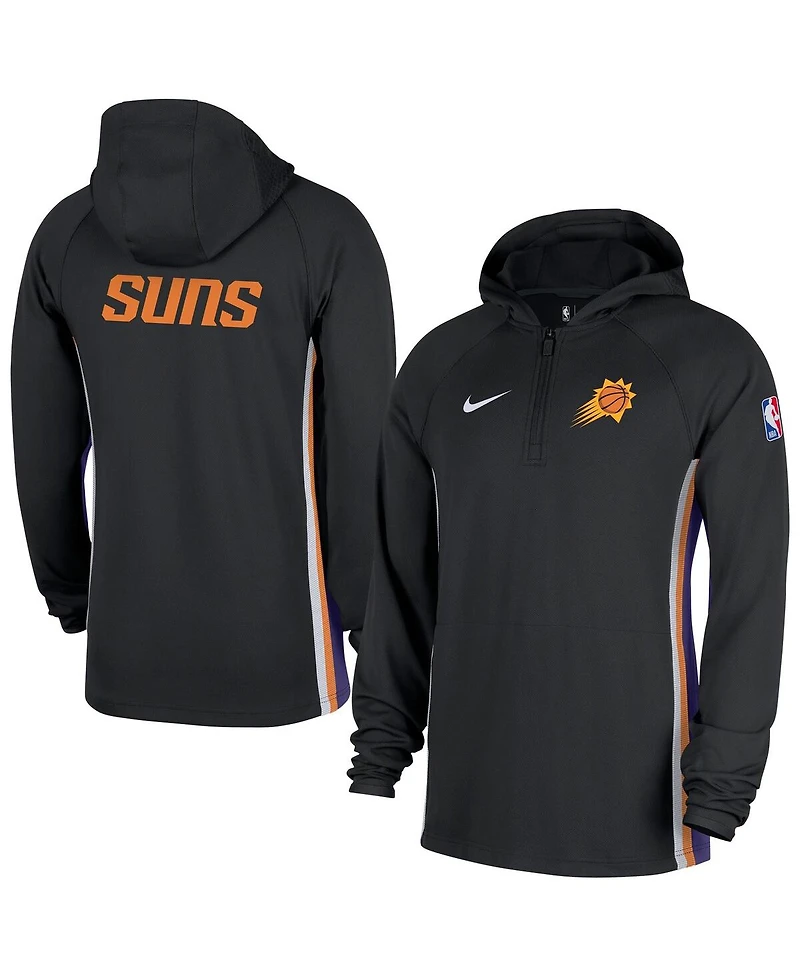 Nike Men's Black Phoenix Suns Authentic On Court Zone Quarter-Zip Dri-fit Hoodie Jacket