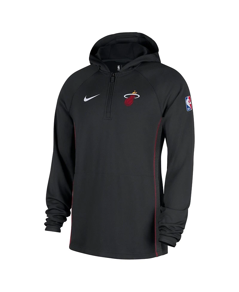 Nike Men's Black Miami Heat Authentic On Court Zone Quarter-Zip Dri-fit Hoodie Jacket