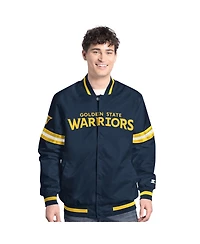 Starter Men's Navy Golden State Warriors Scout Full-Snap Varsity Jacket