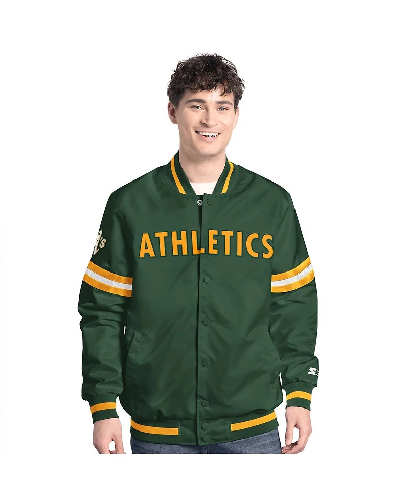 Starter Men's Green Athletics Scout Full-Snap Varsity Jacket