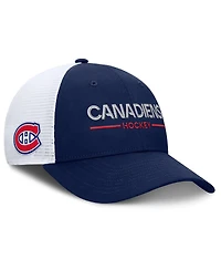 Fanatics Men's Navy/White Montreal Canadiens Authentic Pro Rink Lockup Adjustable Trucker Hat