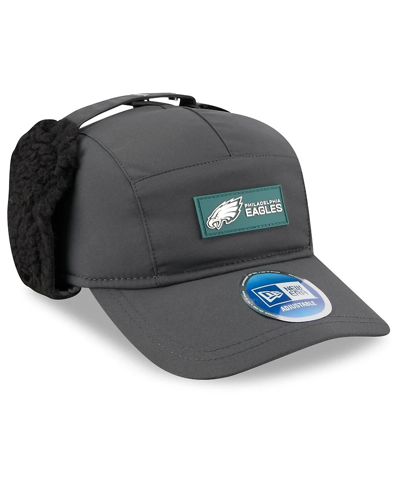 New Era Men's Charcoal Philadelphia Eagles 2025 Sideline Cold Weather Runner Dog Ear Adjustable Hat
