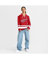 Fanatics Women's Red Detroit Wings Icing Long Sleeve Lace Up Sweatshirt