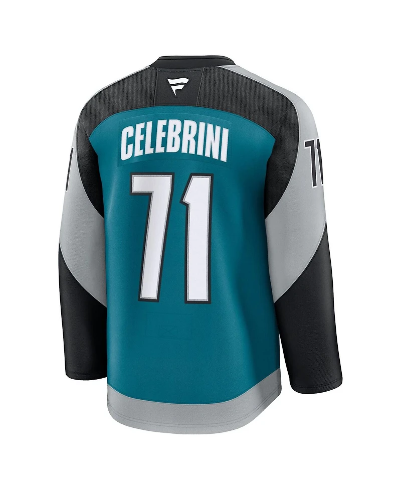 Fanatics Men's Macklin Celebrini Teal San Jose Sharks Alternate Premium Player Jersey