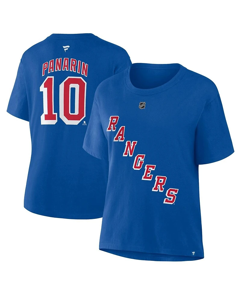 Fanatics Women's Artemi Panarin Blue New York Rangers Authentic Stack Name Number T-Shirt