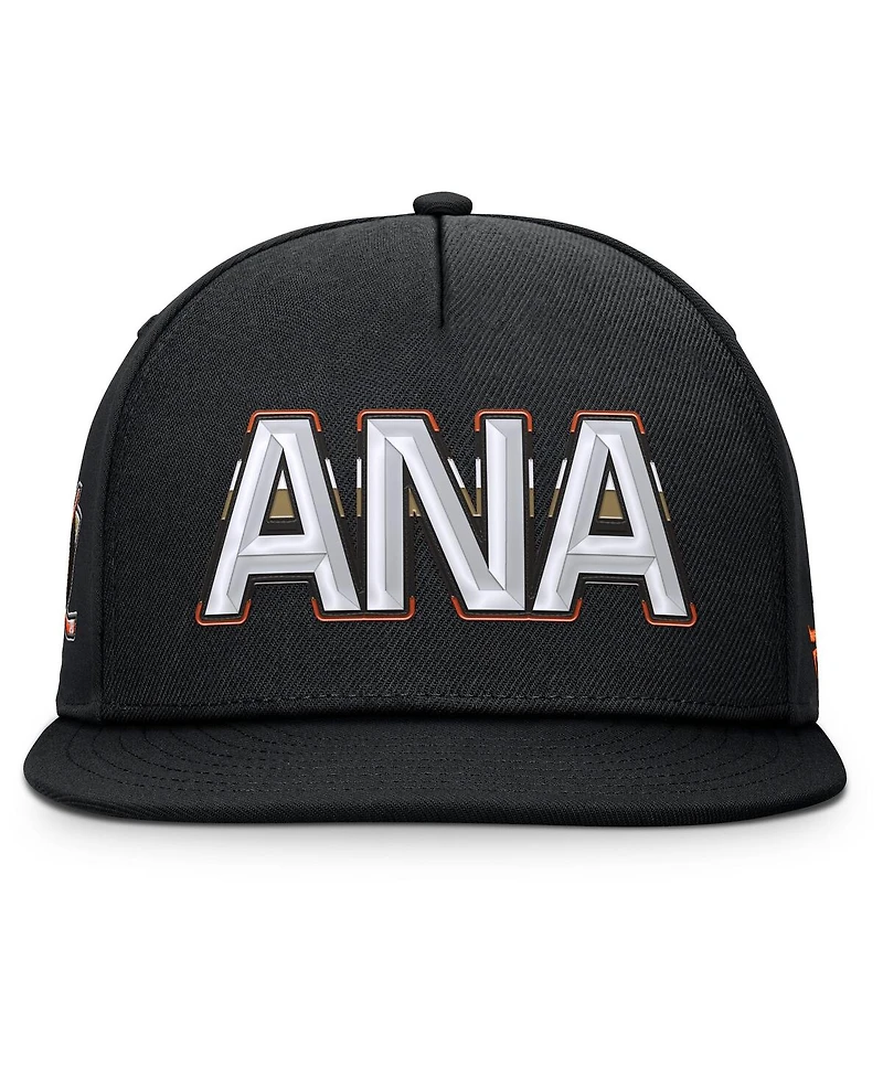 Fanatics Men's Black Anaheim Ducks Authentic Pro Rink Team Code Snapback Hat