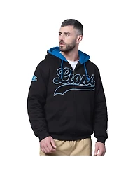 Starter Men's Black Detroit Lions Big Shot Full-Zip Double Hoodie