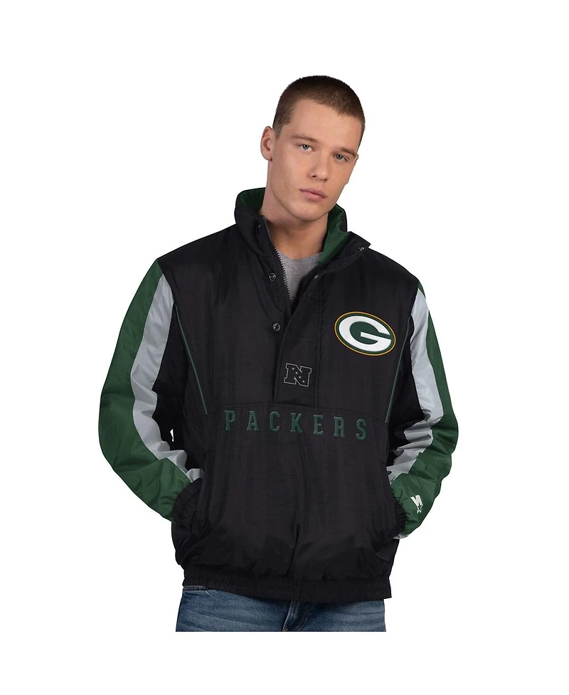 Starter Men's Black Green Bay Packers Thursday Night Gridiron Half-Zip Jacket