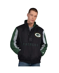 Starter Men's Black Green Bay Packers Thursday Night Gridiron Half-Zip Jacket