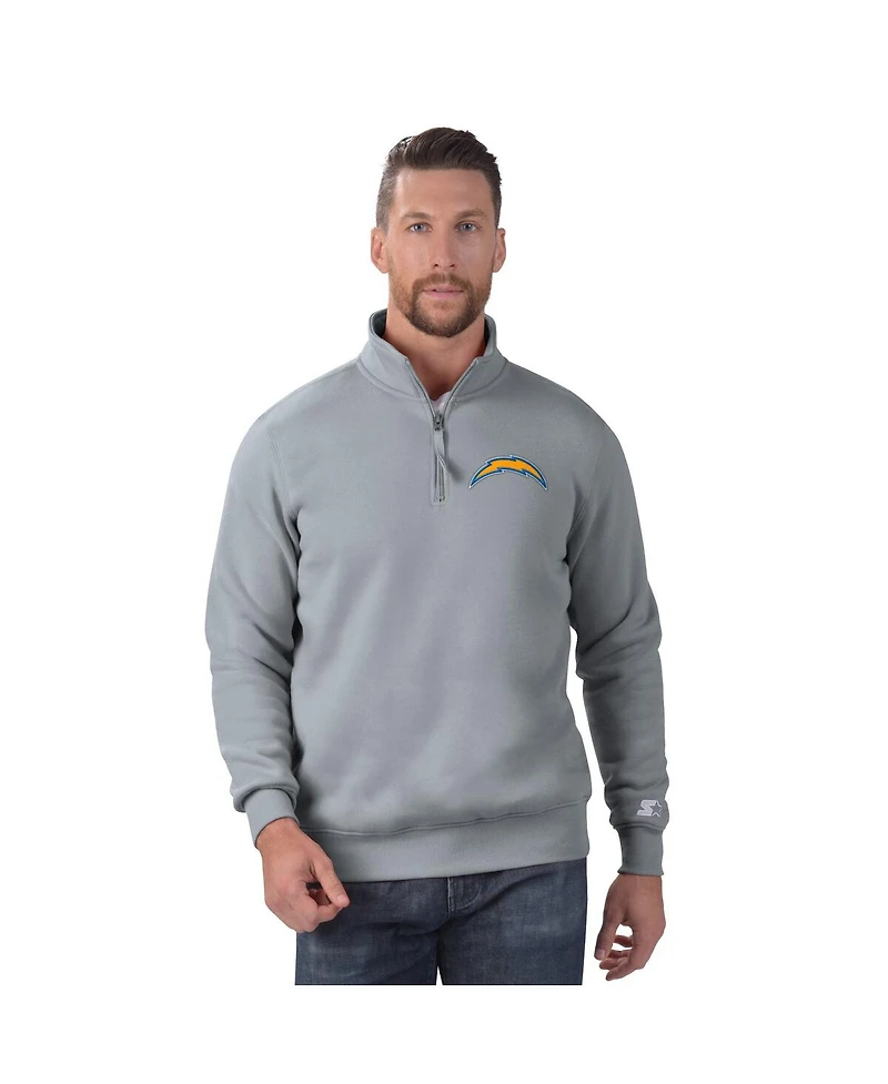 Starter Men's Gray Los Angeles Chargers Classic Quarter-Zip Pullover Sweatshirt