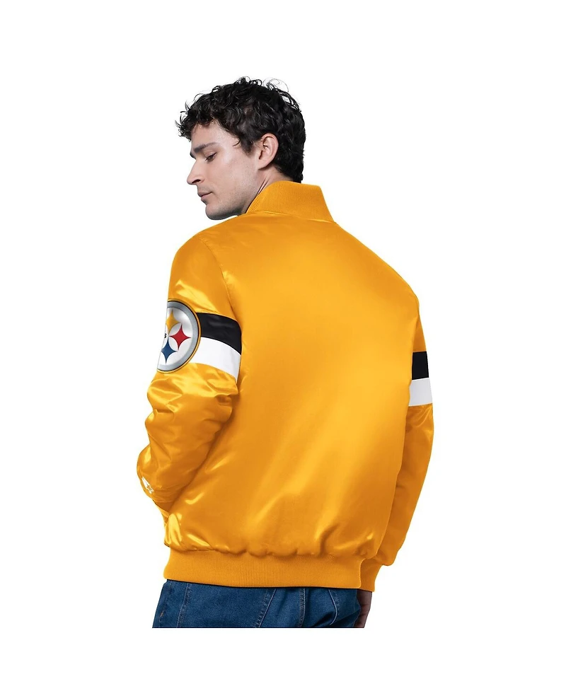 Starter Men's Gold Pittsburgh Steelers Triple Option Full-Snap Varsity Jacket