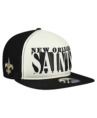 New Era Men's Cream/Black New Orleans Saints Cutout A-Frame 9FIFTY Snapback Hat