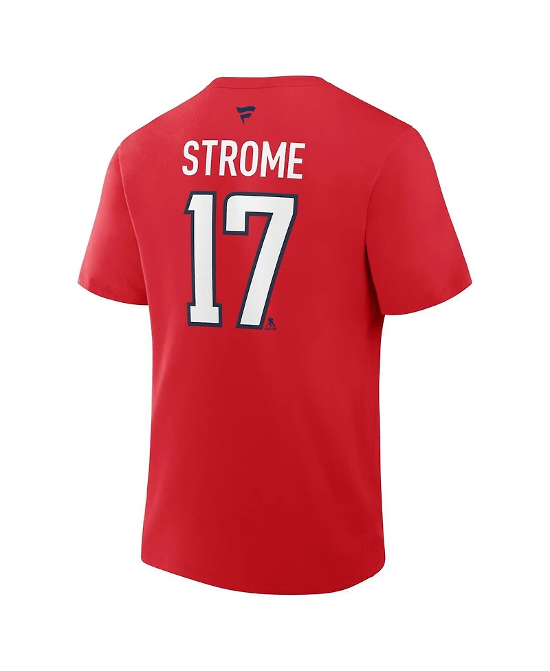Fanatics Men's Dylan Strome Red Washington Capitals Authentic Stack Name Number T-Shirt