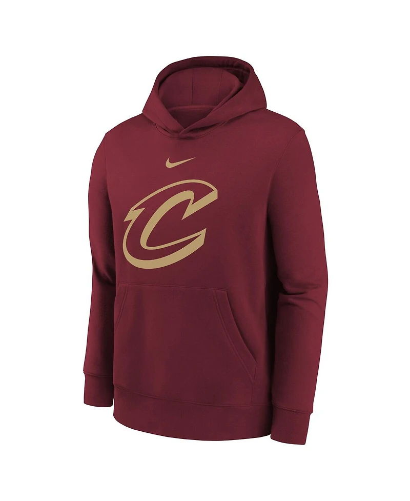 Nike Big Boys and Girls Wine Cleveland Cavaliers 2025/26 Club Fleece Hoodie