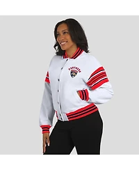 Wear by Erin Andrews Women's White/Red Florida Panthers Full-Snap Fleece Sweatshirt Jacket