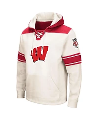 Colosseum Men's Cream Wisconsin Badgers 2.0 Lace-Up Hoodie