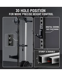 Mikolo Power Cage, 2000LB Squat Rack, Dual Pulley Cable Crossover System, Multi-function Free Weight Home Gym Workout Machine with Attachments