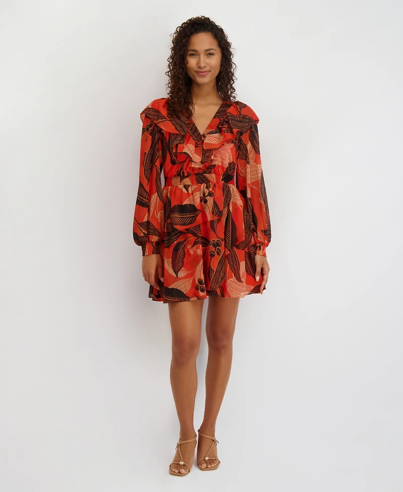 kensie Women's Long-Sleeve V-Neck Dress