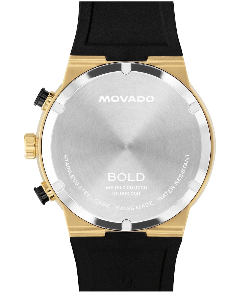 Movado Men's Bold Fusion Swiss Quartz Chrono Black Silicone Watch, 44.50mm