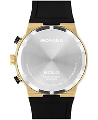 Movado Men's Bold Fusion Swiss Quartz Chrono Black Silicone Watch, 44.50mm