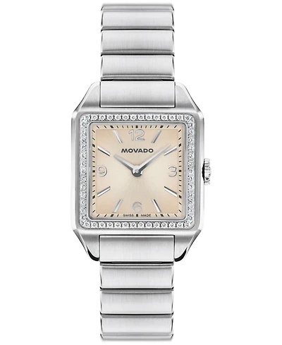Movado Women's 1917 Lab Grown Diamond Swiss Quartz Stainless Steel Watch, 25x34.1mm