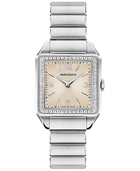Movado Women's 1917 Lab Grown Diamond Swiss Quartz Stainless Steel Watch, 25x34.1mm