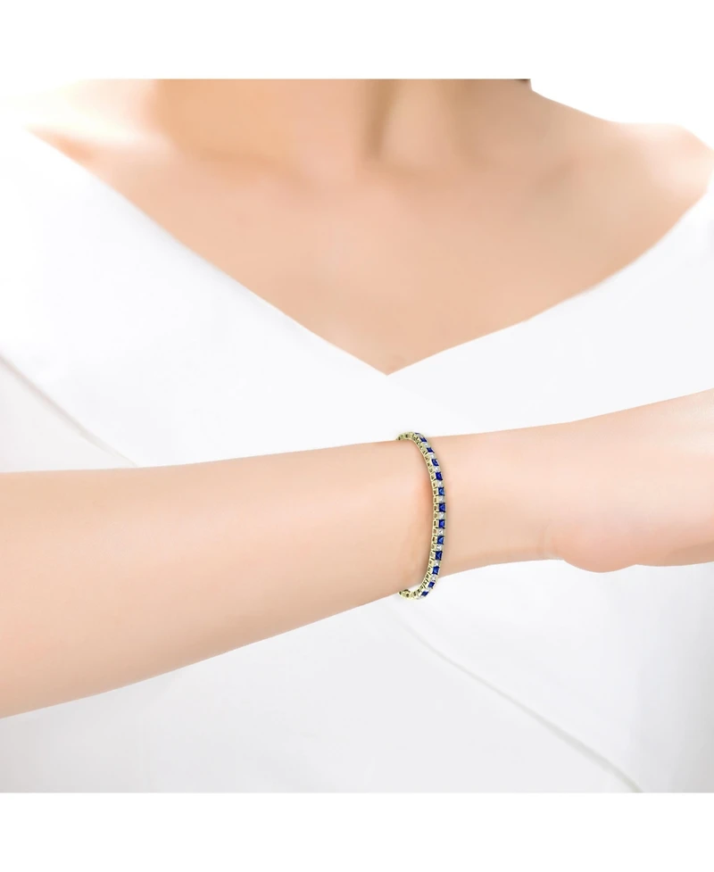 Genevive Sterling Silver with Square Cubic Zirconia Stylish Tennis Bracelet