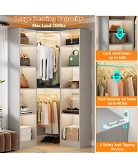 Aheaplus 40'' Large Corner Closet Organizer System with 12 Shelves, 6 Tier Walk-in 2 Hanging Rods