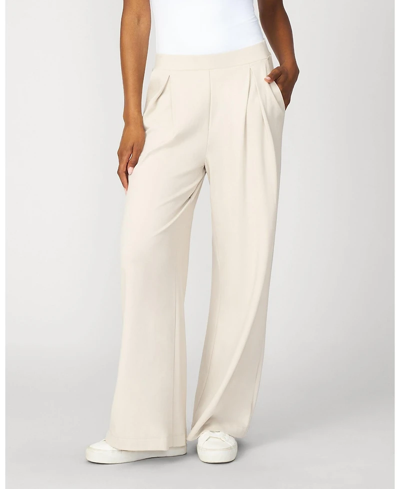 Cable & Gauge Women's Pleated Wide Leg Stretch Trouser