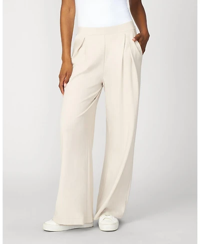 Cable & Gauge Women's Pleated Wide Leg Stretch Trouser