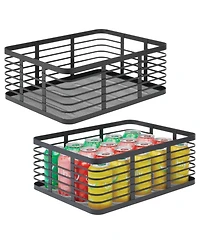 Metal Pantry Basket with Handles - Set of 2 - Matte Black