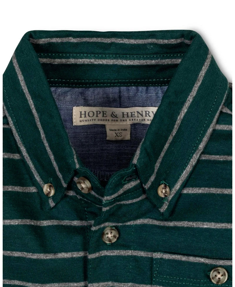 Hope & Henry Little and Big Boys' Organic Long Sleeve Jersey Knit Polo Shirt