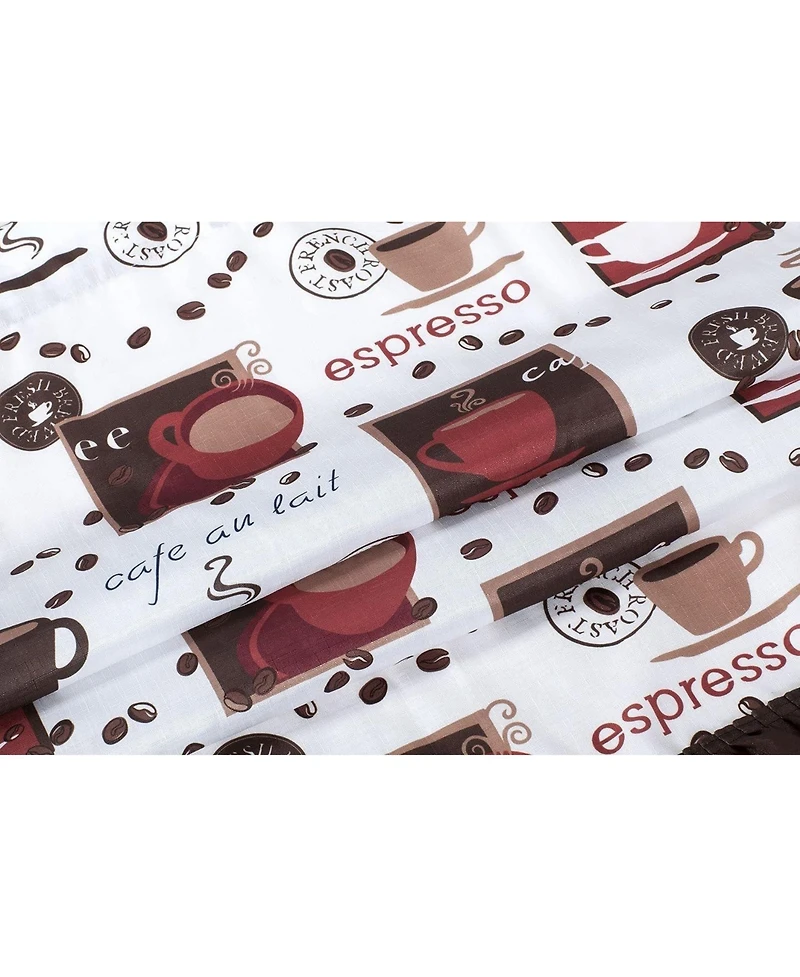 GoodGram Complete 3 Piece Rod Pocket Cafe Tier & Swag Valance "Coffee Shoppe" Kitchen Curtain Set