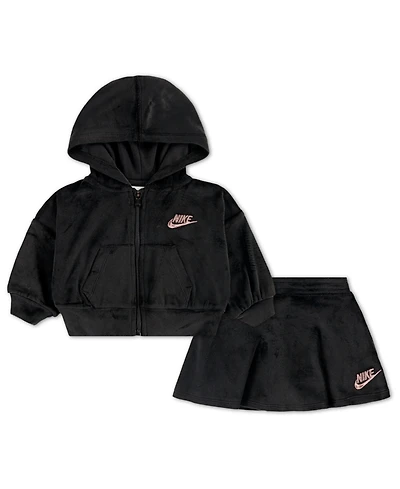 Nike Baby Girls 2-Piece Velour Long-Sleeve and Skirt Scooter Set