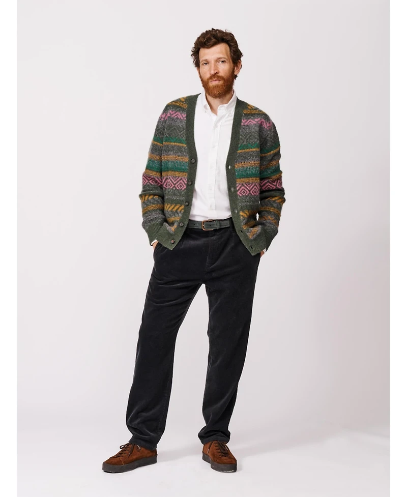 Aubin Men's Fair Isle Wool Cardigan