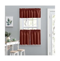 Ellis Lisa Solid Color Poly Cotton 1.5" Rod Pocket Duck Fabric Stylish Tailored Valance 58" x 15" Red