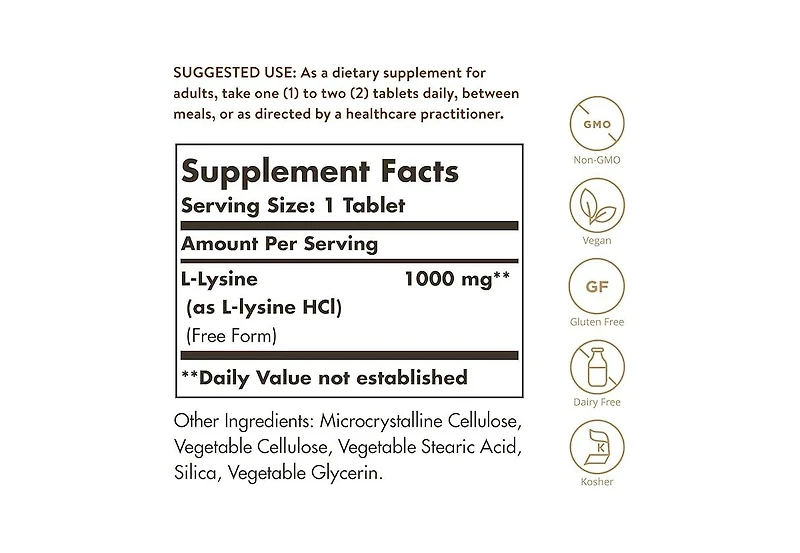 Solgar L-Lysine ,1000 mg ,250 Tabs