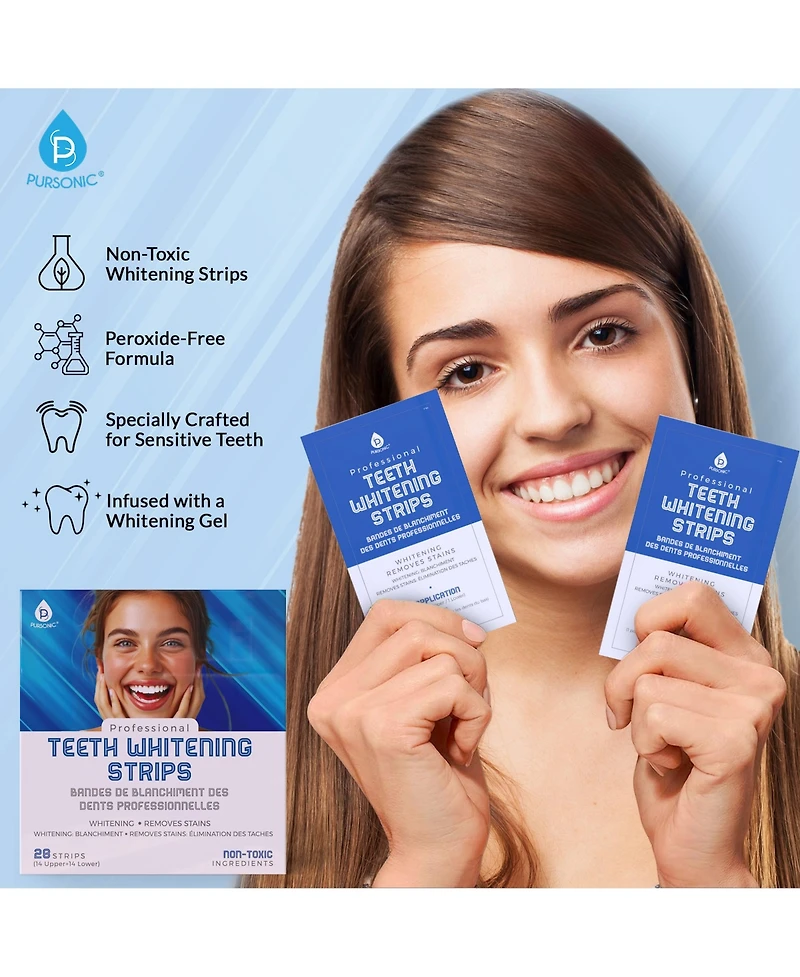 Pursonic Complete Smile Whitening Bundle – Led Whitening Kit + Whitening Pens + Professional Whitening Strips