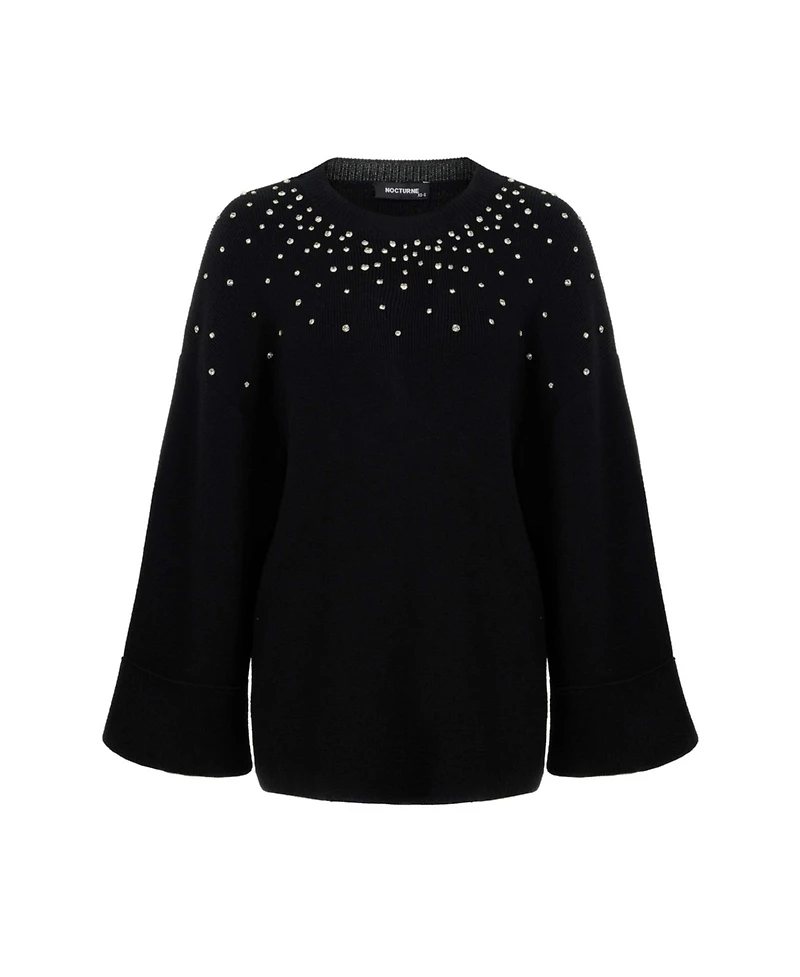 Women's Crystal Stone Detailed Knit Sweater