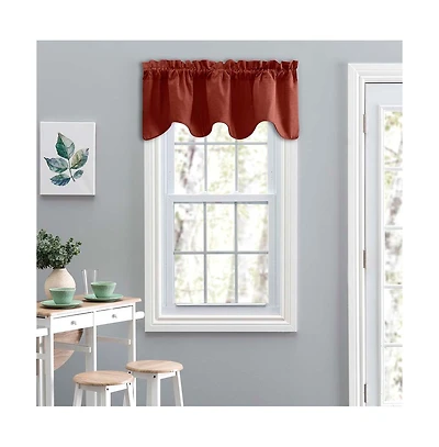 Ellis Curtain Lisa Solid Color Poly Cotton Duck Fabric Lined Scallop Valance 58" x 15" Red