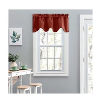 Ellis Curtain Lisa Solid Color Poly Cotton Duck Fabric Lined Scallop Valance 58" x 15" Red