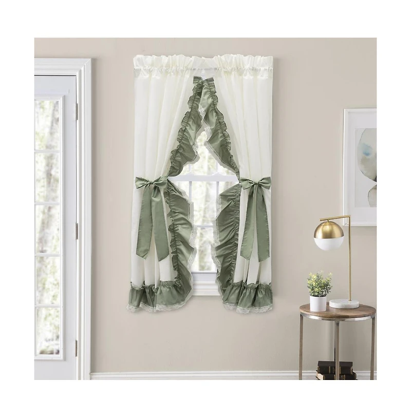 Ellis Curtain Madelyn Ruffled Victorian Priscillas 1.5" Rod Pocket Curtain Panel 100" x 63" Sage