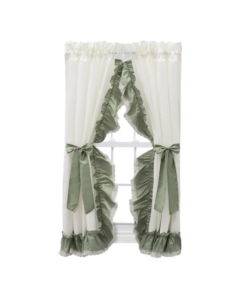 Ellis Curtain Madelyn Ruffled Victorian Priscillas 1.5" Rod Pocket Curtain Panel 100" x 72" Sage