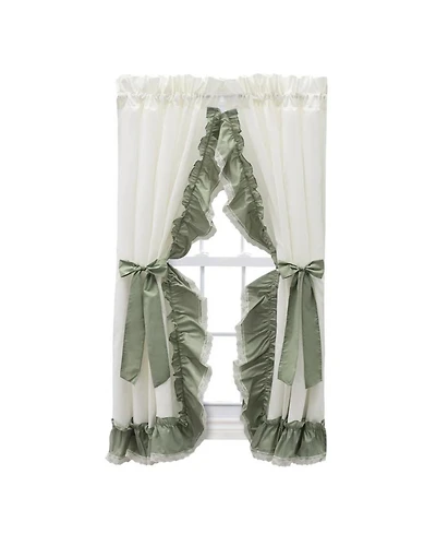Ellis Curtain Madelyn Ruffled Victorian Priscillas 1.5" Rod Pocket Curtain Panel 100" x 72" Sage